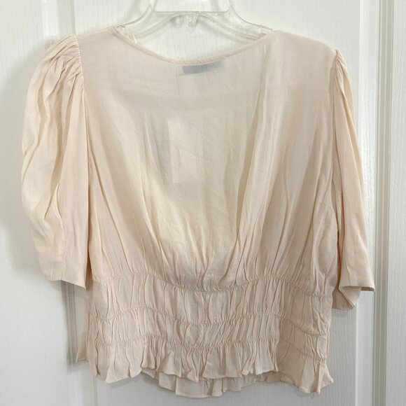 Sophie Rue Nordstrom Peasant Blouse Puff Sleeve Top Ivory Size XL NEW - Picture 2 of 4